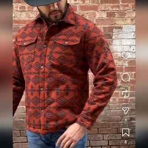Tempco Men's Brown Orange Patterned Jacket